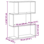 Raumteiler-Bücherregal 3 Fächer Artisan-Eiche 70x24x97 cm