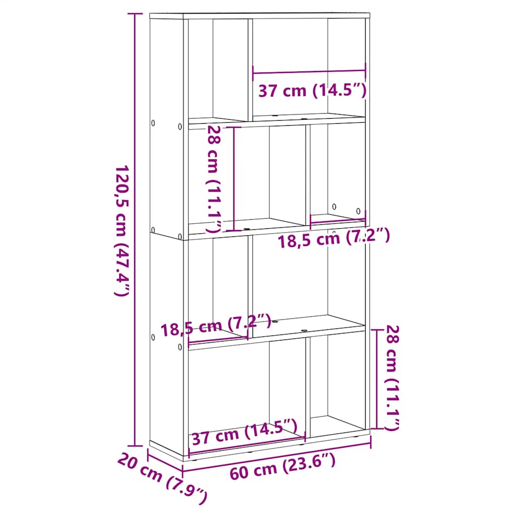 Bücherregal Betongrau 60x20x120,5 cm Holzwerkstoff