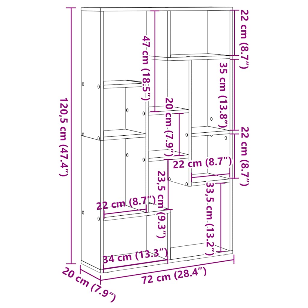 Bücherregal Betongrau 72x20x120,5 cm Holzwerkstoff