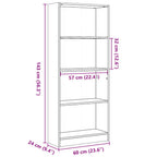 Bücherregal Betongrau 60x24x143 cm Holzwerkstoff