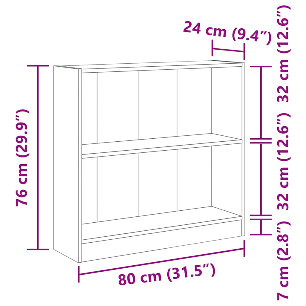 Bücherregal Artisan-Eiche 80x24x76cm Holzwerkstoff