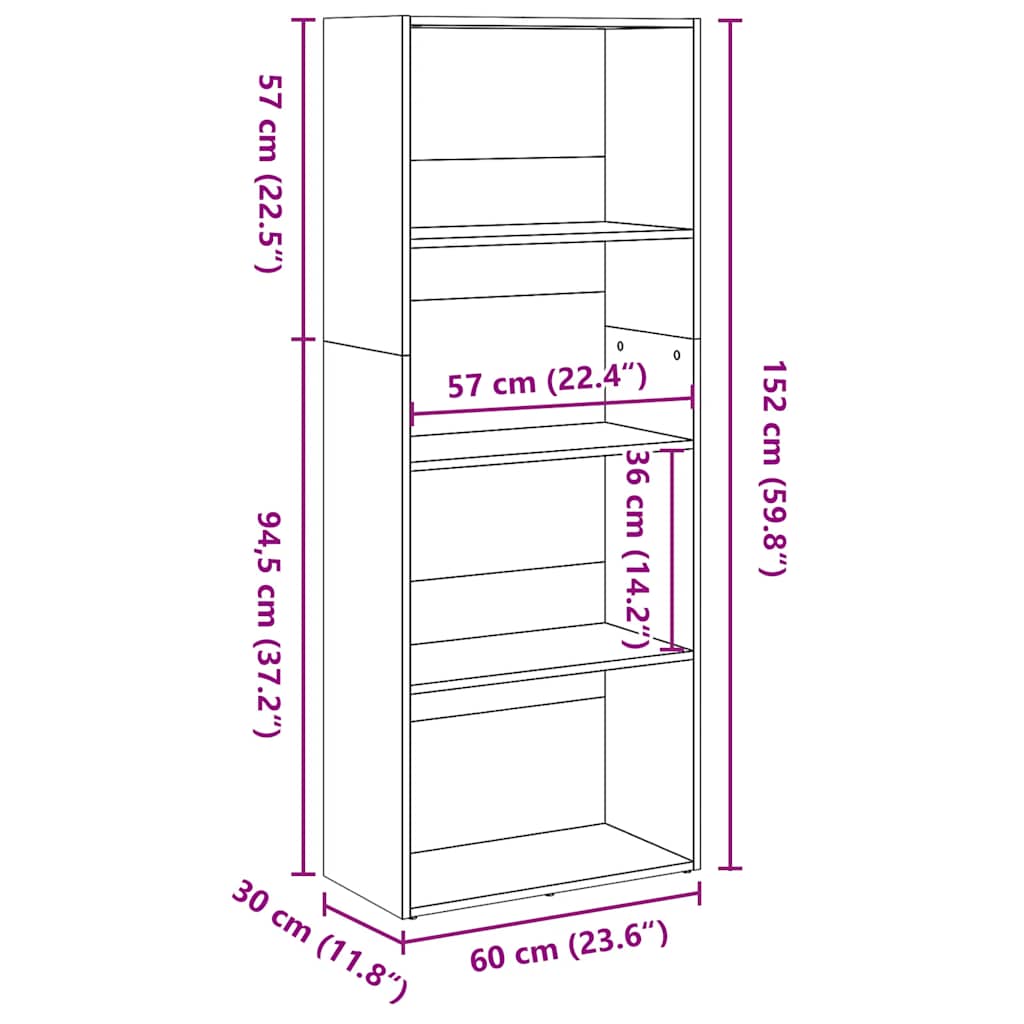 Bücherregal Altholz-Optik 60x30x152 cm Holzwerkstoff
