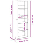 Bücherregal Grau Sonoma 60x30x189 cm Holzwerkstoff