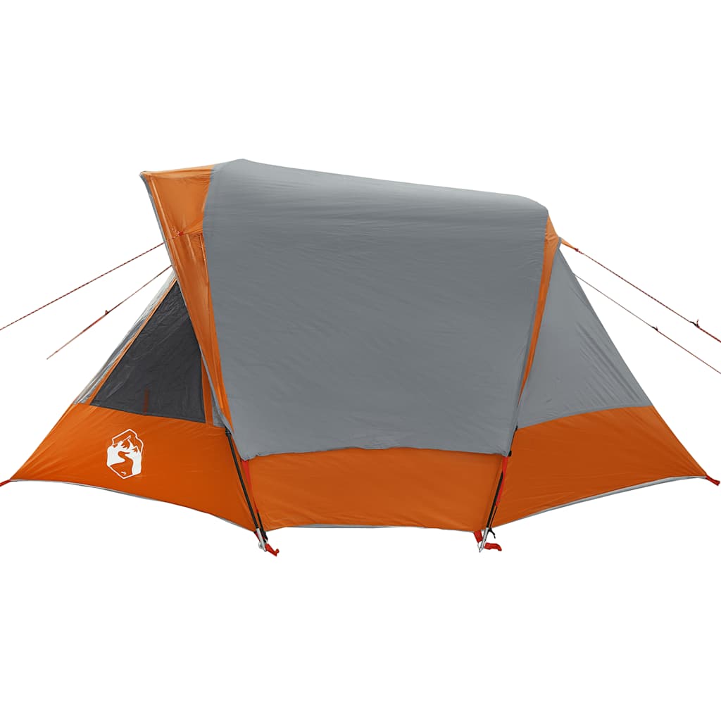 Campingzelt 4 Personen Grau und Orange Wasserdicht