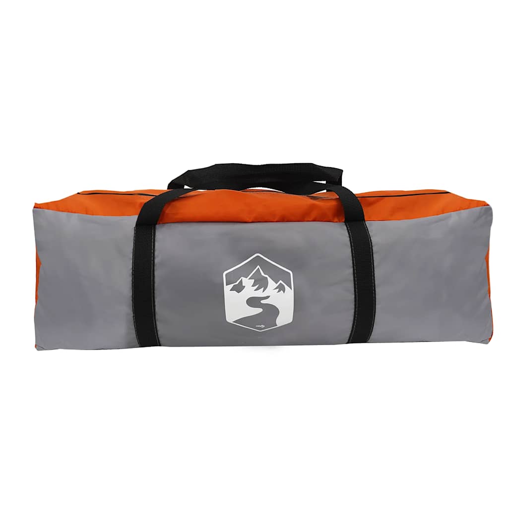 Campingzelt 4 Personen Grau und Orange Wasserdicht