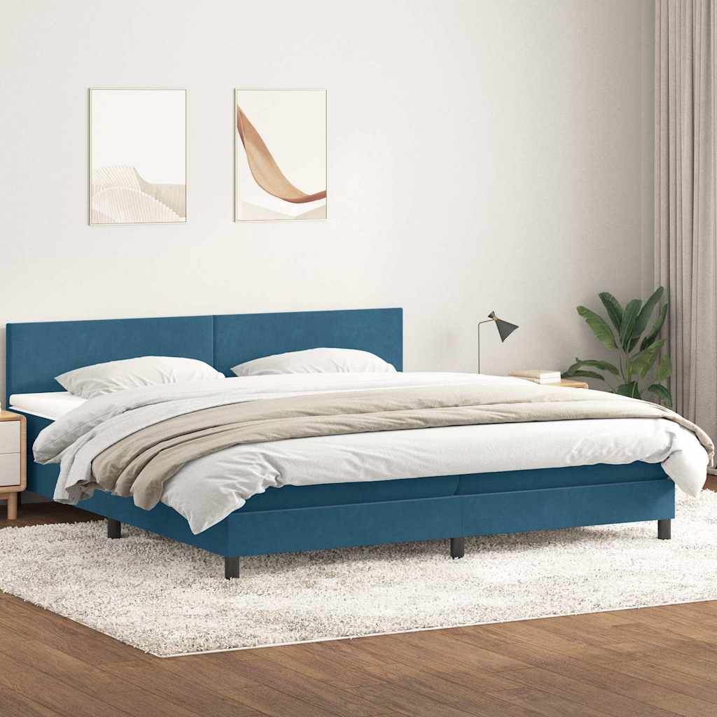 Boxspringbett mit Matratze Dunkelblau 200x210 cm Samt