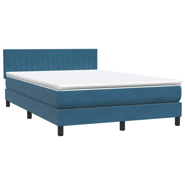 Boxspringbett mit Matratze Dunkelblau 140x210 cm Samt