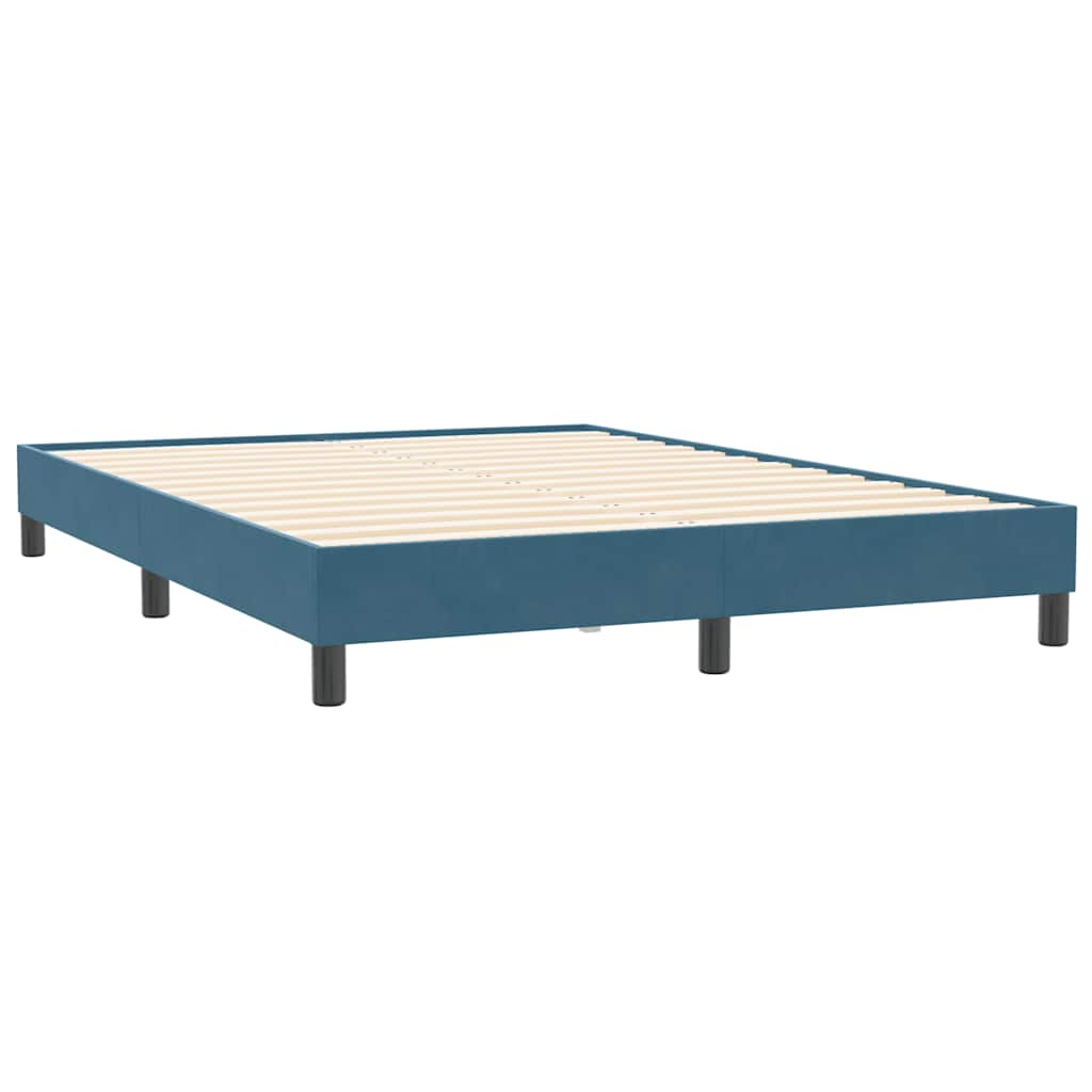 Boxspringbett mit Matratze Dunkelblau 140x210 cm Samt