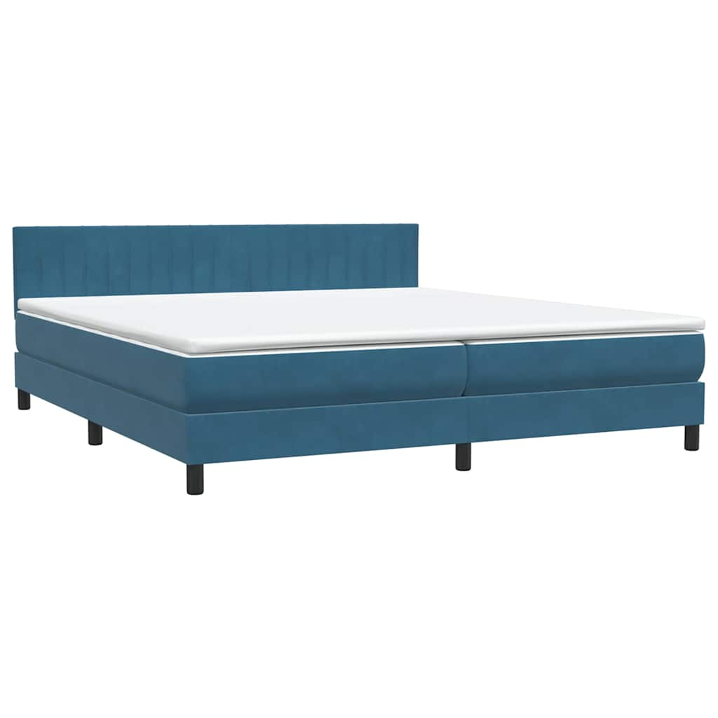 Boxspringbett mit Matratze Dunkelblau 180x210 cm Samt