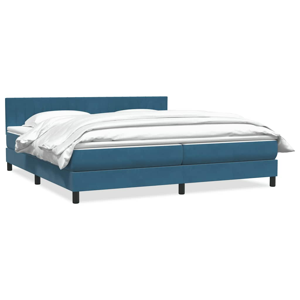 Boxspringbett mit Matratze Dunkelblau 180x210 cm Samt