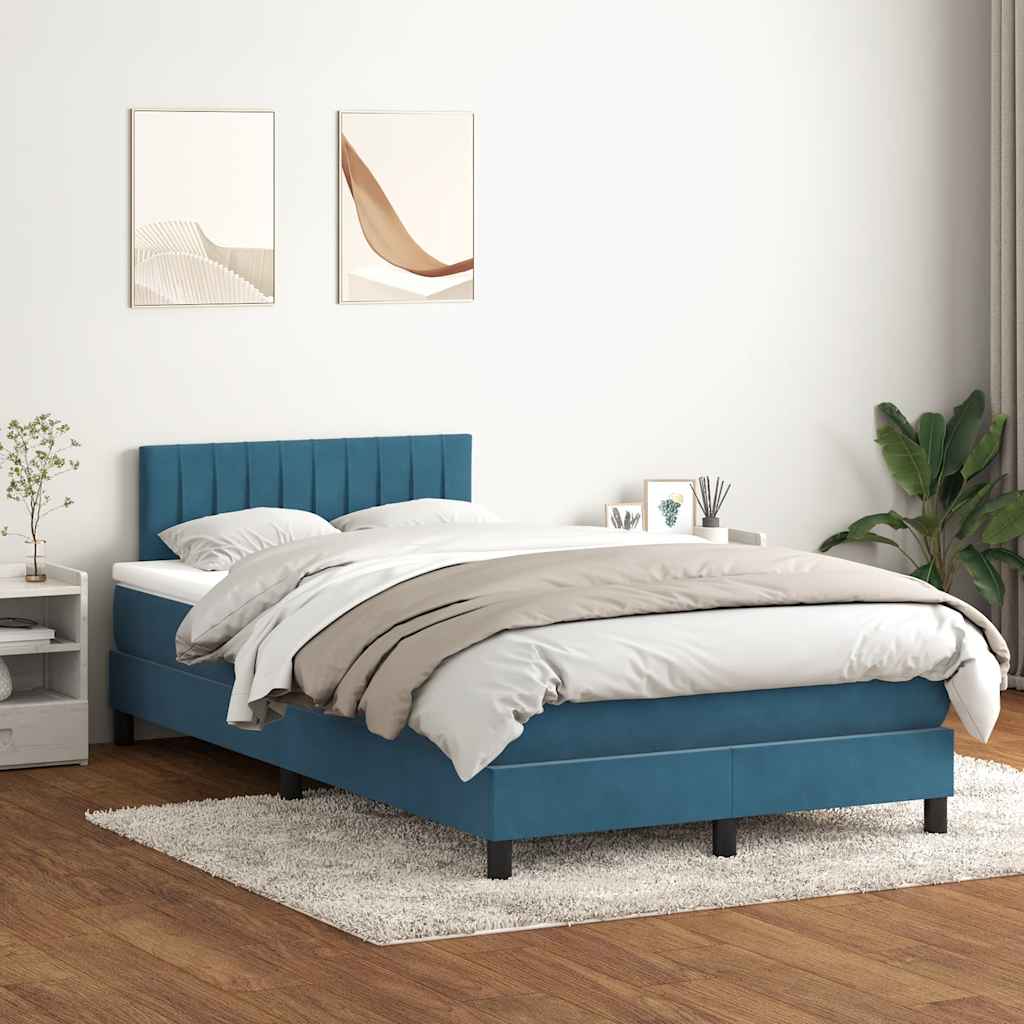 Boxspringbett mit Matratze Dunkelblau 120x220 cm Samt