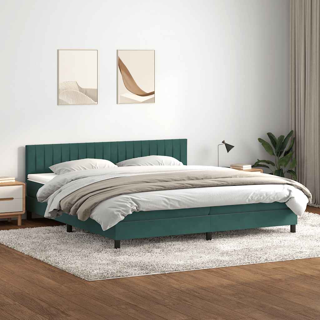 Boxspringbett mit Matratze Dunkelblau 180x220 cm Samt