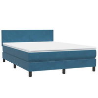 Boxspringbett mit Matratze Dunkelblau 140x210 cm Samt