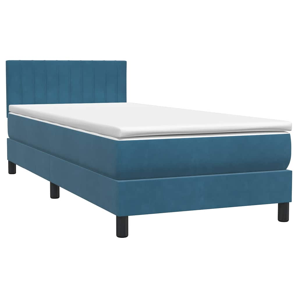 Boxspringbett mit Matratze Dunkelblau 90x210 cm Samt