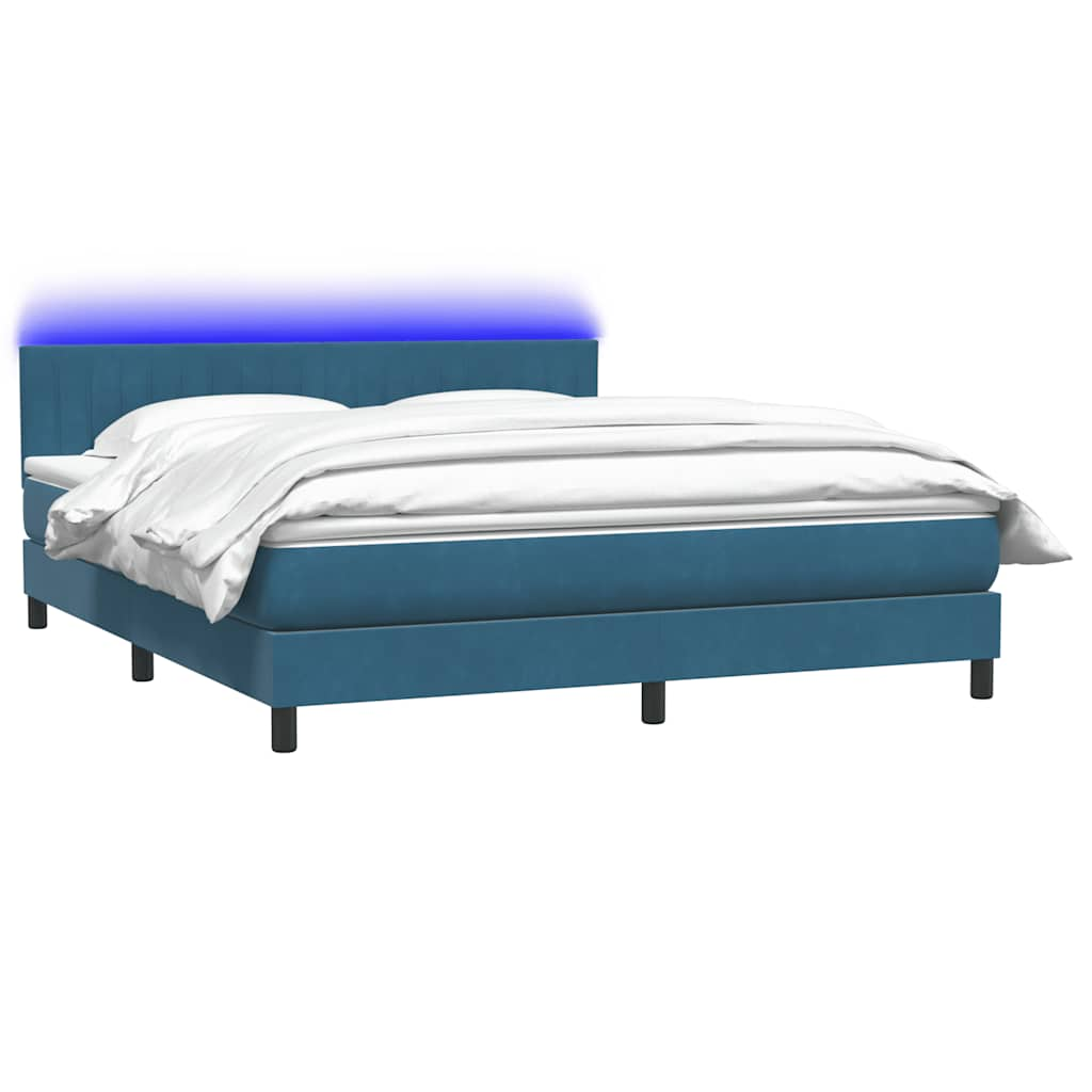 Boxspringbett mit Matratze Dunkelblau 180x210 cm Samt