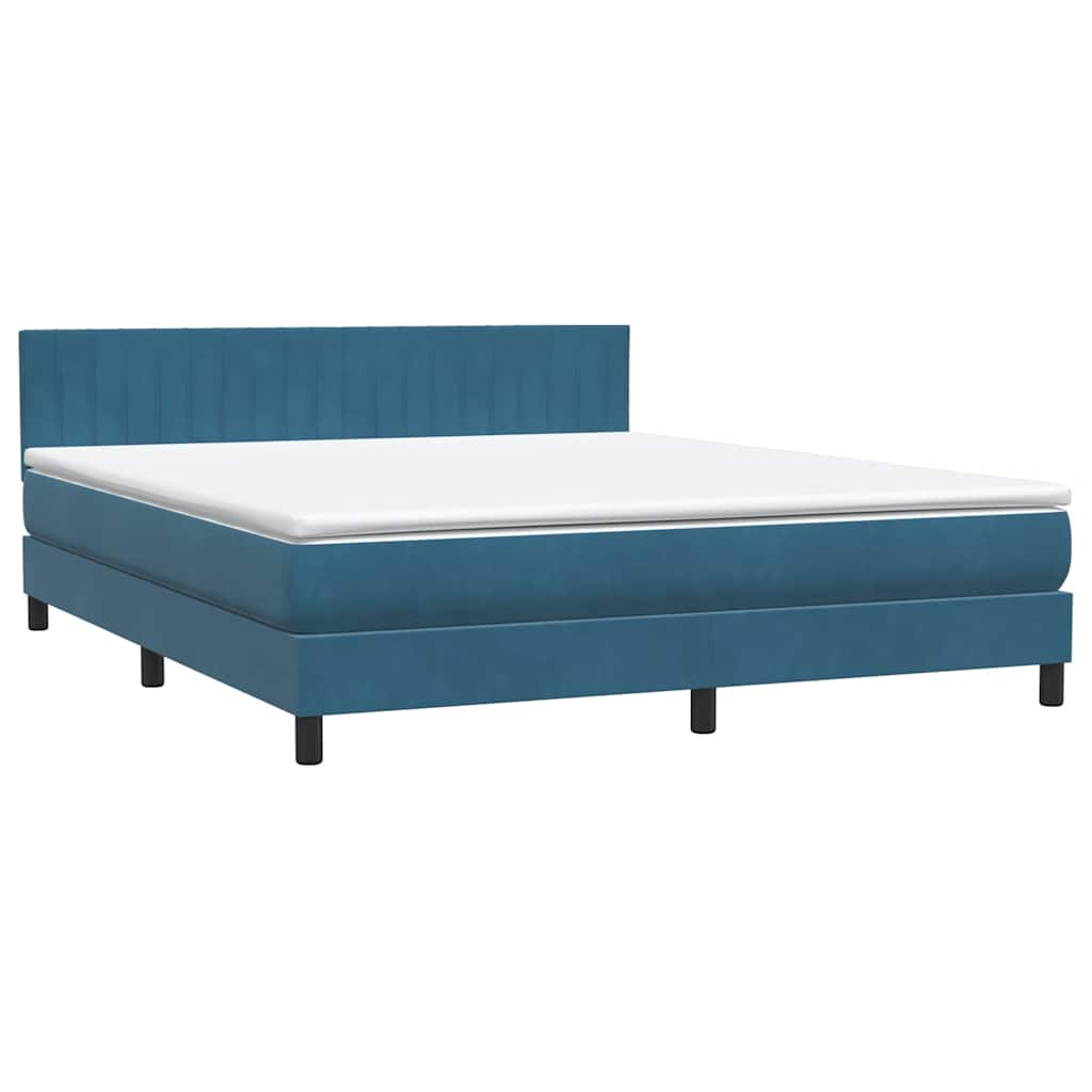 Boxspringbett mit Matratze Dunkelblau 180x210 cm Samt