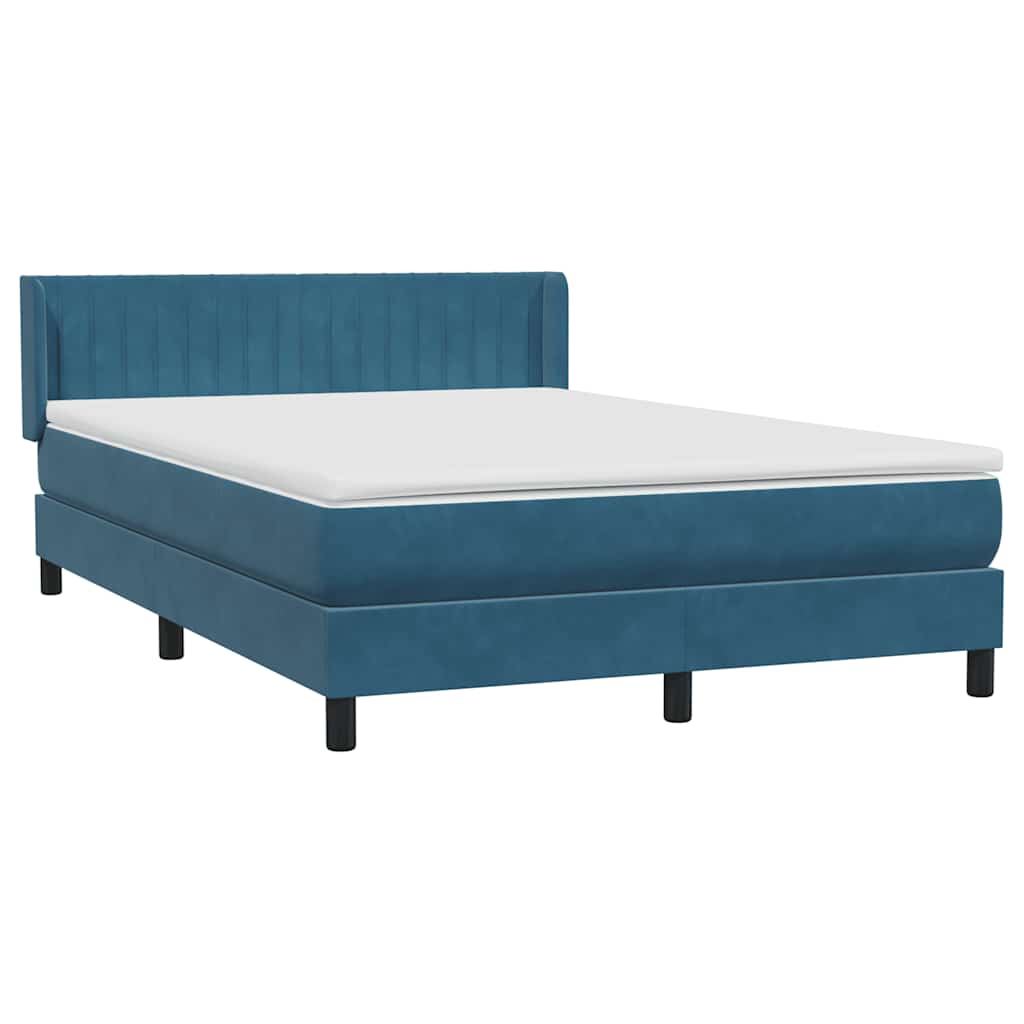 Boxspringbett mit Matratze Dunkelblau 140x220 cm Samt