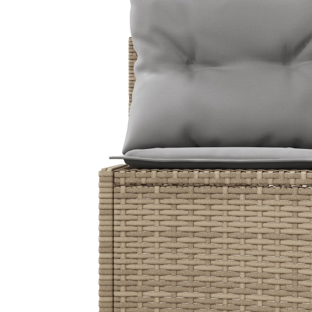 Gartensofa mit Tisch und Kissen Halbrund Beige Poly-Rattan