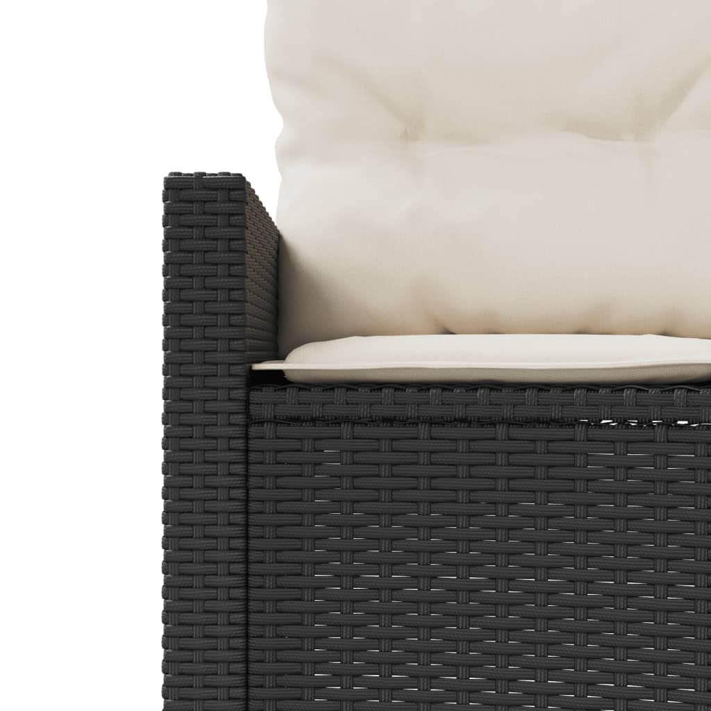 Gartensofa mit Kissen Rund Schwarz Poly-Rattan