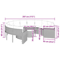 Gartensofa mit Tisch und Kissen Rund Schwarz Poly-Rattan