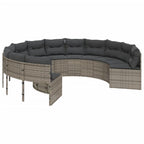 Gartensofa mit Kissen Rund Grau Poly Rattan