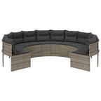 Gartensofa mit Kissen Rund Grau Poly Rattan