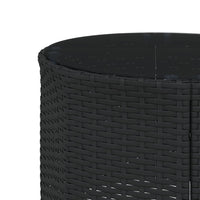 Gartensofa mit Tisch und Kissen Rund Schwarz Poly-Rattan