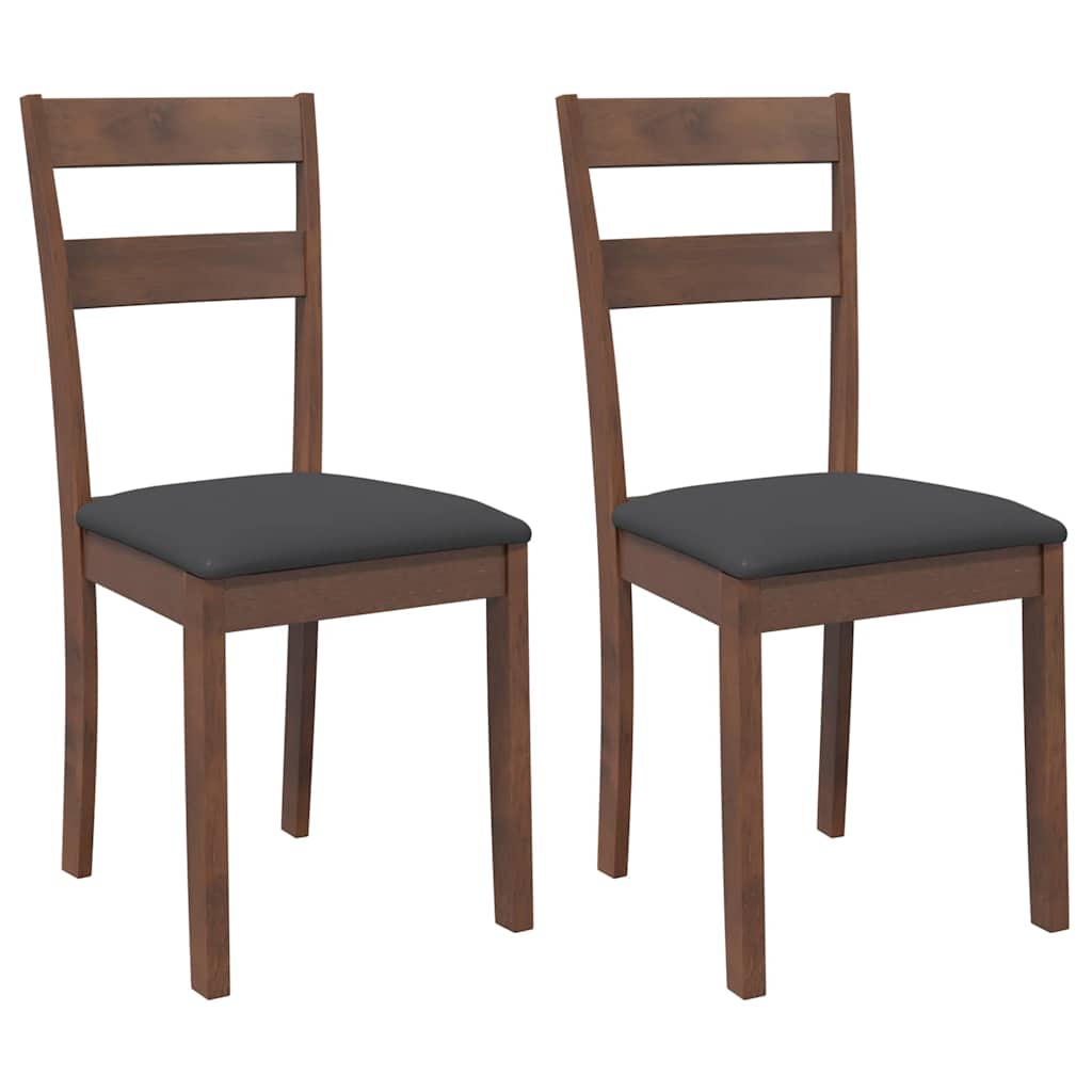 Esszimmerstühle mit Kissen 2 Stk. Braun Massivholz Gummibaum