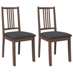 Esszimmerstühle mit Kissen 2 Stk. Braun Massivholz Gummibaum