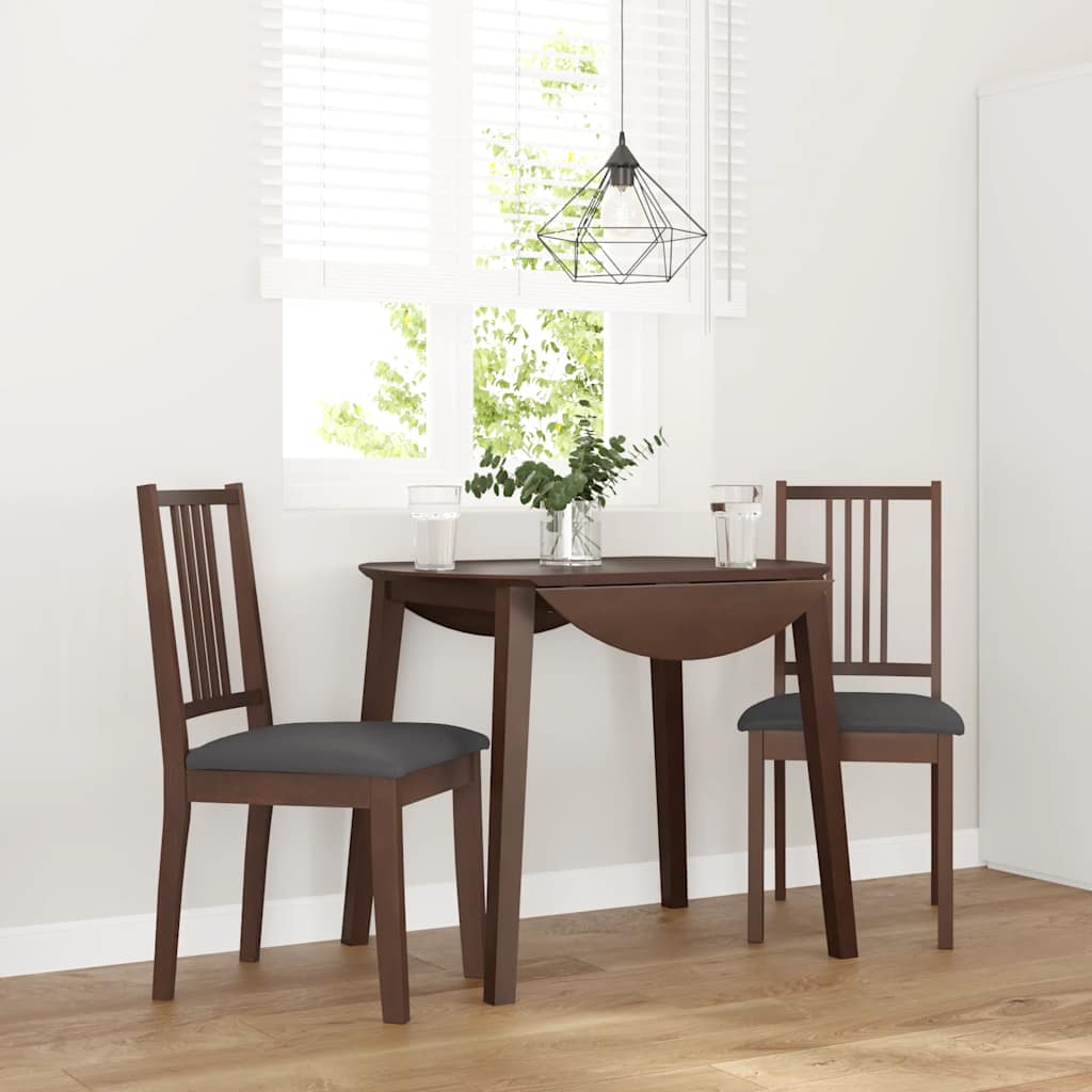 Esszimmerstühle mit Kissen 2 Stk. Braun Massivholz Gummibaum