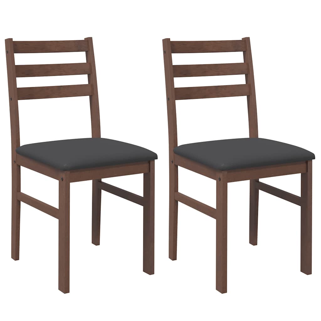 Esszimmerstühle mit Kissen 2 Stk. Braun Massivholz Gummibaum