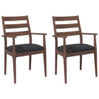 Esszimmerstühle mit Kissen 2 Stk. Braun Massivholz Gummibaum
