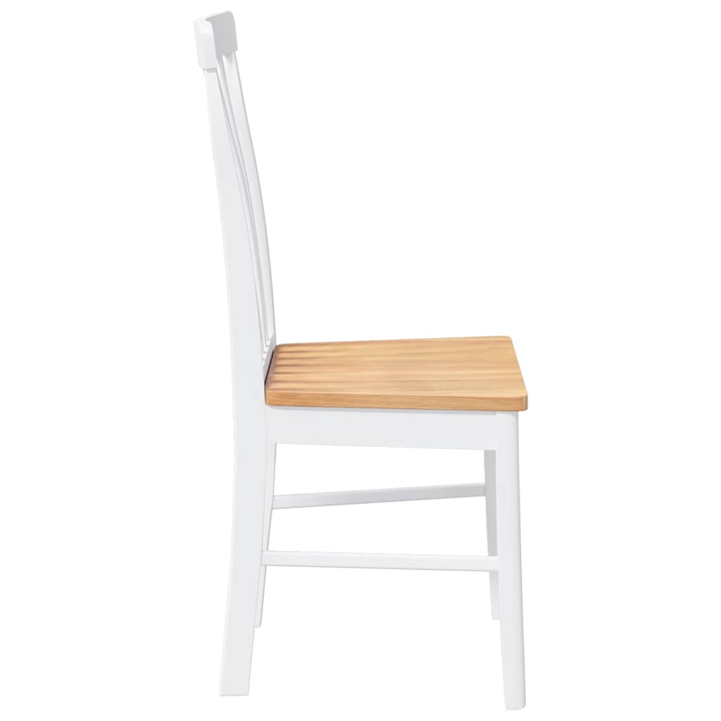 Esszimmerstühle 2 Stk. Weiß Massivholz Gummibaum