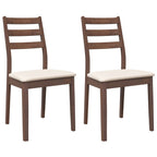 Esszimmerstühle mit Kissen 2 Stk. Braun Massivholz Gummibaum