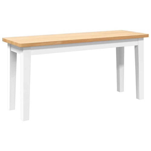 Bank 90 cm Weiß Massivholz Gummibaum