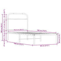 Bettgestell ohne Matratze 75x190 cm Räuchereiche Holzwerkstoff
