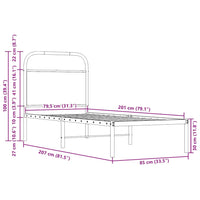 Bettgestell ohne Matratze 80x200 cm Räuchereiche Holzwerkstoff