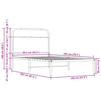 Bettgestell ohne Matratze 100x200 cm Räuchereiche Holzwerkstoff