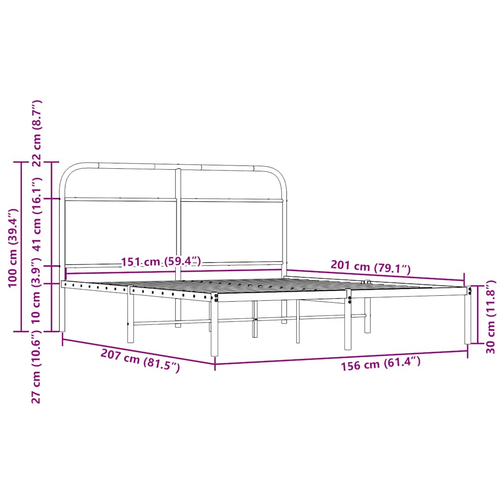 Bettgestell ohne Matratze 150x200 cm Räuchereiche Holzwerkstoff