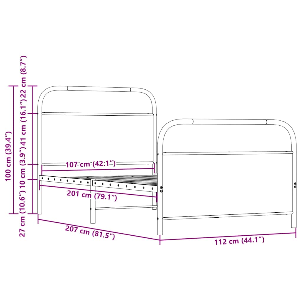 Bettgestell ohne Matratze 107x203 cm Sonoma-Eiche Holzwerkstoff