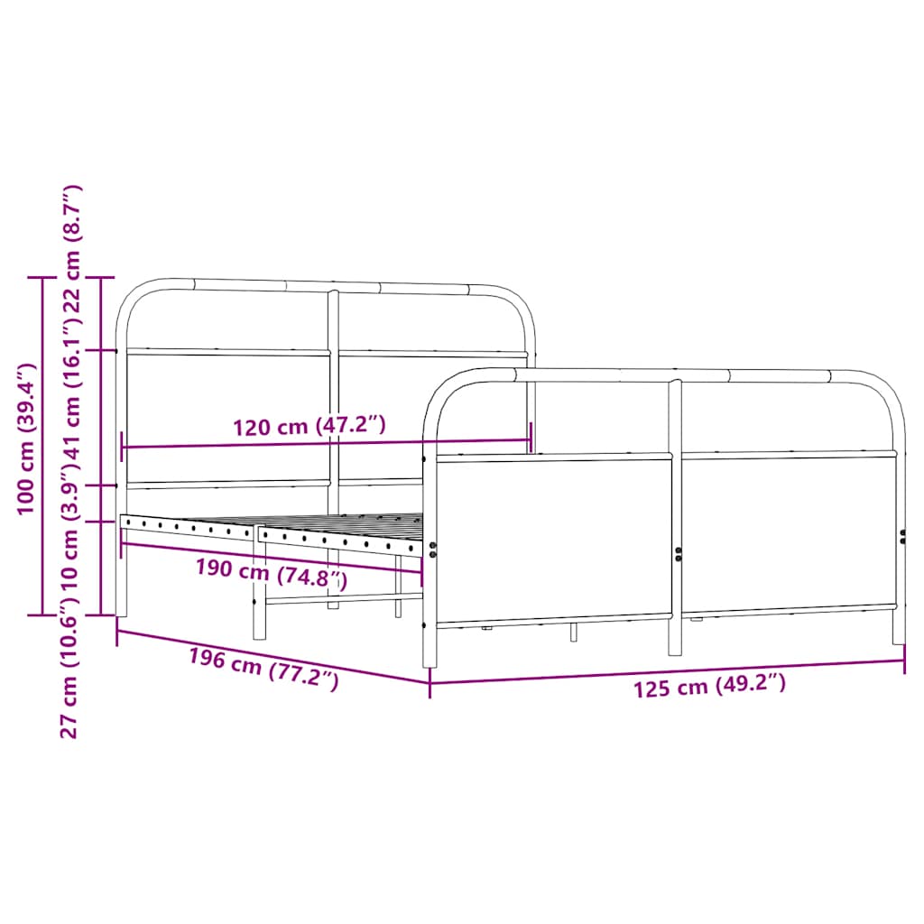 Bettgestell ohne Matratze 120x190 cm Sonoma-Eiche Holzwerkstoff