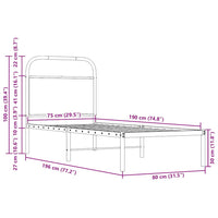 Bettgestell ohne Matratze 75x190 cm Braun Eichen-Optik