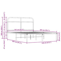 Bettgestell ohne Matratze 140x200 cm Braun Eichen-Optik