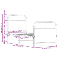 Bettgestell ohne Matratze 75x190 cm Braun Eichen-Optik