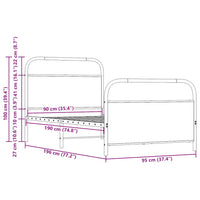 Bettgestell ohne Matratze 90x190 cm Braun Eichen-Optik