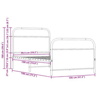 Bettgestell ohne Matratze 100x190 cm Braun Eichen-Optik