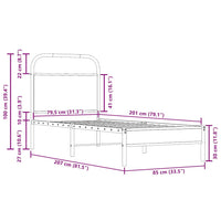 Bettgestell ohne Matratze 80x200 cm Räuchereiche Holzwerkstoff