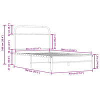 Bettgestell ohne Matratze 90x190 cm Räuchereiche Holzwerkstoff