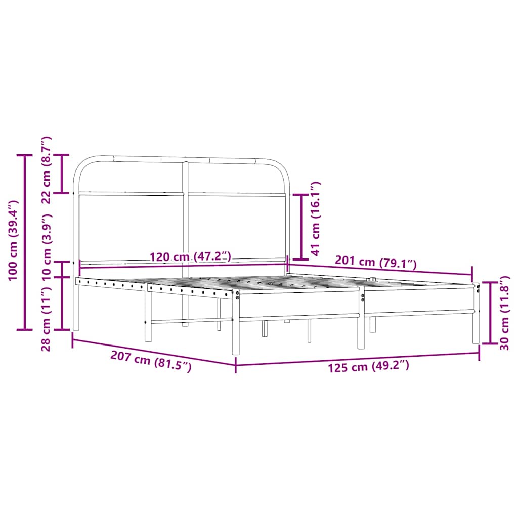 Bettgestell ohne Matratze 120x200 cm Räuchereiche Holzwerkstoff