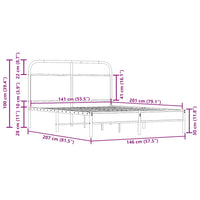 Bettgestell ohne Matratze 140x200 cm Räuchereiche Holzwerkstoff